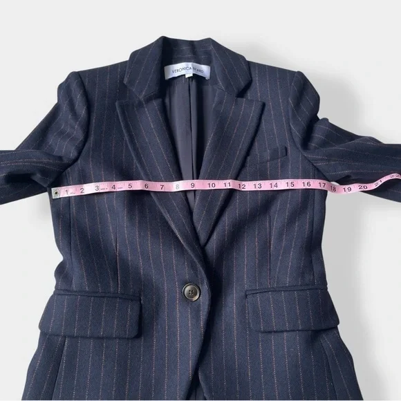 Veronica Beard Tyra Dickey Navy Pinstripe Blazer Jacket Preppy Academia Size 2 - Picture 12 of 15
